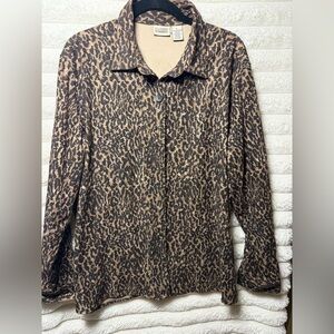 Joy Mangano Brown & Black Leopard Print Button-Down Shirt